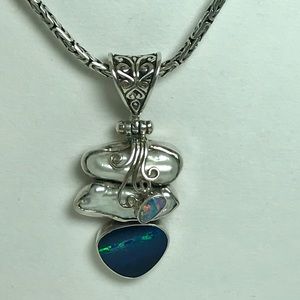 Opal Biwa Pearls Sterling Silver 926 Pendant